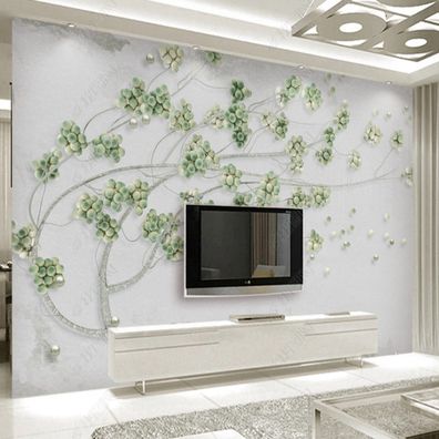 Luxus Wandtapete Baum Design Grün Natur Relief Moderne Wanddekoration 10608