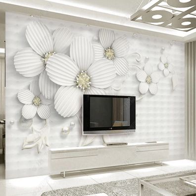 Vlies Fototapete Edel Blumen Gold Relief Luxus Wandbild Modern Wanddeko 10609