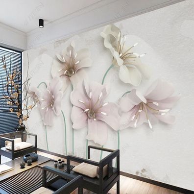 Fototapete Blumen Gold Relief Eleganter Stil Luxus Wandbild Wanddeko Moder 10610