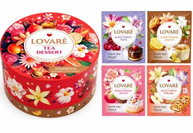 40x2g LOVARE schwarzer Tee Dessert Sortiment Tee Teebeutel 4 verschiedene Sorte
