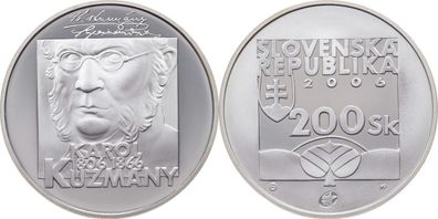 Slowakei Silbermünze Proof/PP 200 Korun 2006 Karol Kuzmány, K.M. 87