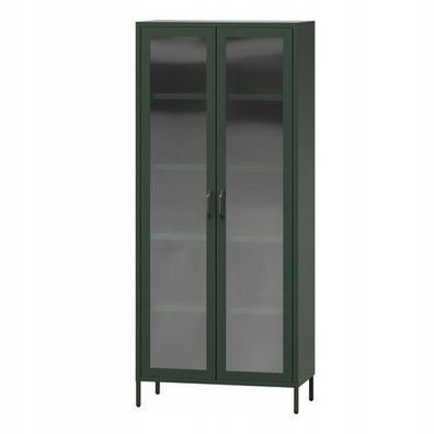 Vitrinenschrank Wohnzimmerschrank mit 4 Fachböden Vitrine Glitzernd Flaschengrün