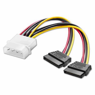 K16 SATA Stromkabel 4-Pin Molex auf 2x S-ATA 15 Pin Buchse Adapter 20 cm für PC