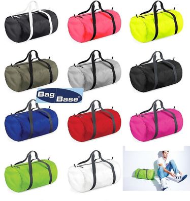 Kleine Reisetasche Barrel Bag Sporttasche Weekender Faltbar Yogatasche von BagBase