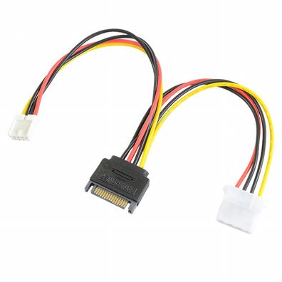 Q79 SATA Stromadapter 15 Pin auf 4 Pin Molex + Floppy Buchse 18cm PC Netzteil