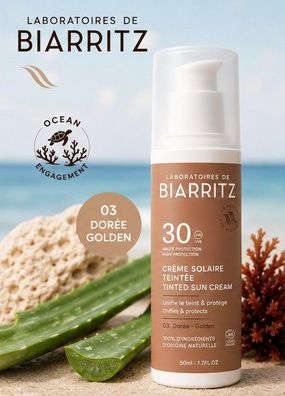 Laboratoires de Biarritz Getönte Sonnencreme LSF 30 Dorée Golden 50 ml Bio