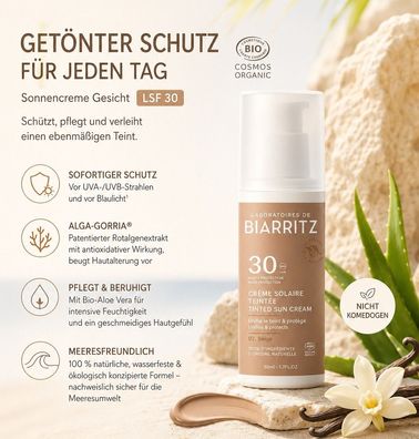 Laboratoires de Biarritz Getönte Sonnencreme LSF 30 Beige 50 ml Bio