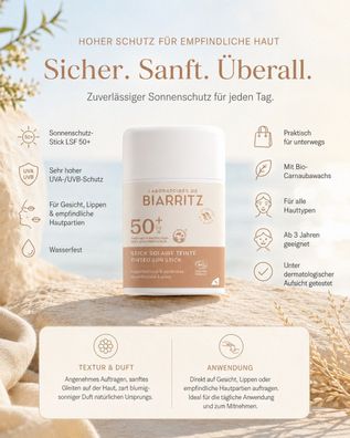 Laboratoires de Biarritz Getönter Sonnenstick LSF 50+ Bio 12 g