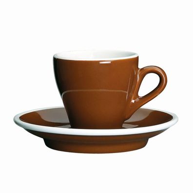 Espressotasse mit Untertasse "Milano" marone von cilio, dickwandiges Porzellan