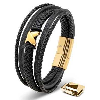 Serasar, lederarmband "flake" für herren, mit magnetverschluss