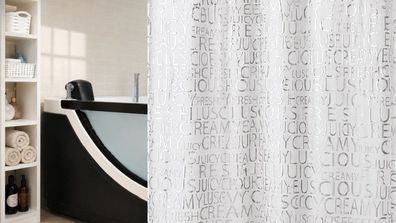 Creamy Silver Duschvorhang 180x200 Textil Weiß Silber Design Wasserabweisend