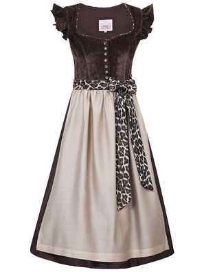 Dirndl Oberhofen 75cm Länge espresso-taupe/leo