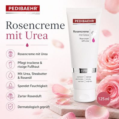 Pedibaehr Rosencreme mit Urea 125 ml Fußcreme trockene rissige Haut