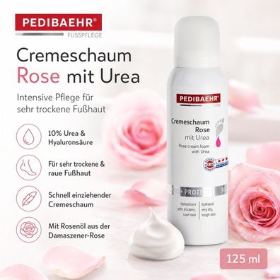 Pedibaehr Cremeschaum Rose 10% Urea Hyaluron 125 ml Fußpflege