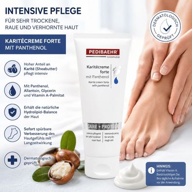 Pedibaehr Karitécreme forte mit Panthenol 125 ml Fußpflege trockene Haut