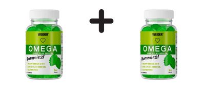 2 x Weider Omega + Chia + Flax Seed Oil Gummies (50) Lime