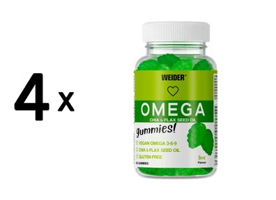 4 x Weider Omega + Chia + Flax Seed Oil Gummies (50) Lime