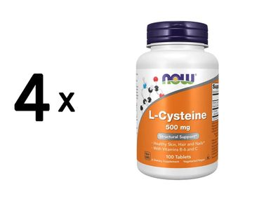 4 x Now Foods L-Cysteine 500mg (100 tabs)