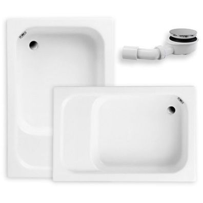 Duschwanne Rechteck Acryl RONI 120x80 Weiß | Ablaufgarnitur & Füße im SET!