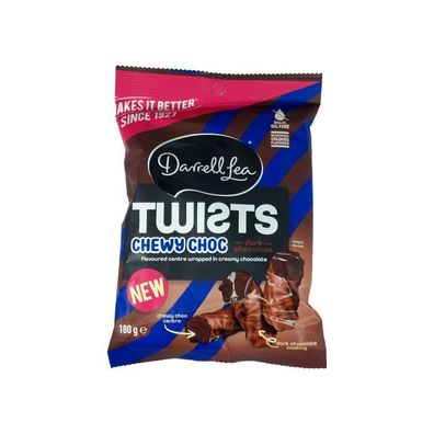 Darrell Lea Dark Chocolate Chewy Choc Twists 180 g