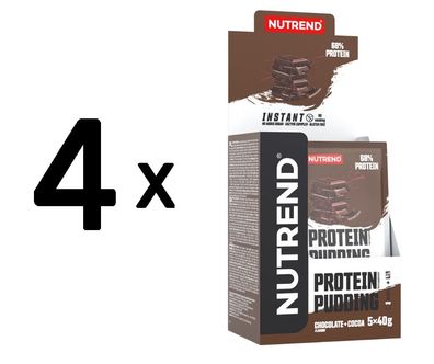 4 x Nutrend Protein Pudding, Chocolate + Cocoa - 5 x 40g