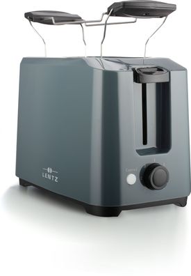 LENTZ 2-Scheiben Toaster 700 Watt Toastautomat mit Brötchenaufsatz 7-Stufen grau