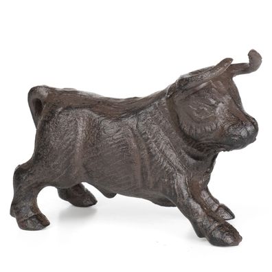 Stier Figur Gusseisen Braun Dekofigur Bulle Skulptur massiv Vintage Eisen Deko Landha