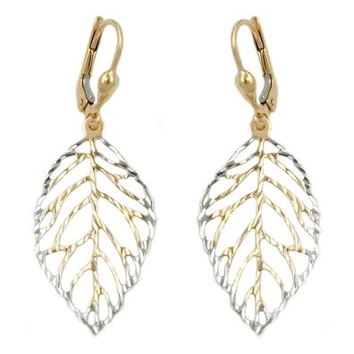 Brisur 45x16mm Blatt durchbrochen 9Kt GOLD