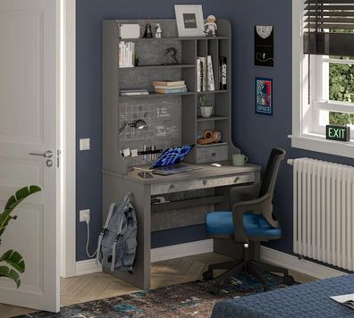 Cilek Space Gray Schreibtisch mit Aufsatz