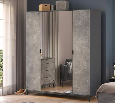 Cilek Space Gray Kleiderschrank mit 4 Türen