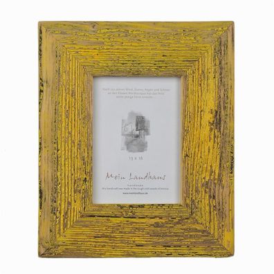Landhaus Bilderrahmen Alt-Holz Gelb 7 cm Vintage