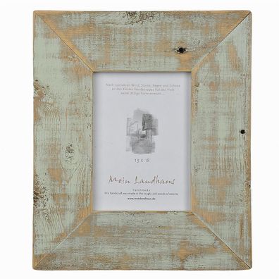 Landhaus Bilderrahmen Alt-Holz Mint/Türkis 7 cm