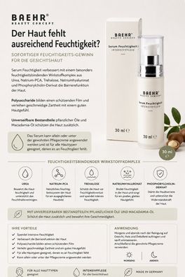 BAEHR BEAUTY Concept Serum Feuchtigkeit 30 ml Intensivpflege Gesicht