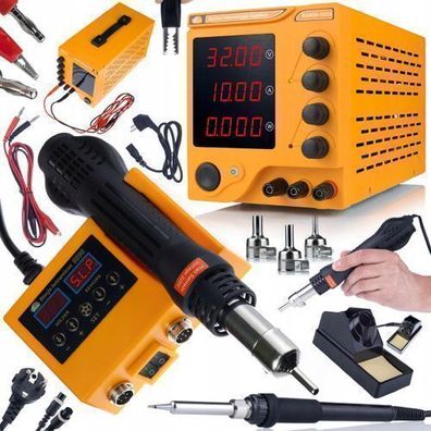 Rosfix Set Labornetzgerät 32V 10A + Lötstation 2in1 660W | LED-Anzeige