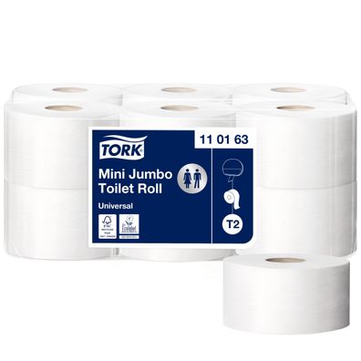 Tork 110163 Mini Jumbo Toilettenpapier 1-lagig weiß 12 x 1714 Blatt