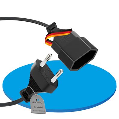 sonero Stromkabel Verlaengerung 10 m Euro-Stecker Typ C auf Euro-Buchse