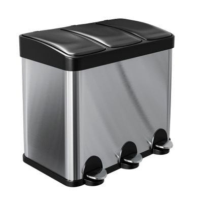 Amig Dreifacher Muelleimer 45 L Edelstahl mit Pedalen 3x15 L Soft-Close