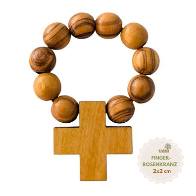Olivenholz Fingerrosenkranz Finger Rosenkranz mit Kreuz aus Bethlehem Talisman