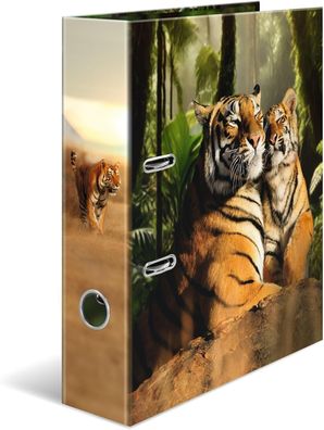 HERMA 20101 Ordner A4 Tiger, 7 cm breit, Kinder Ringordner mit Tier Motiv, bunter Ak