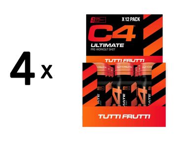 4 x Cellucor C4 Ultimate Pre-Workout Shot (12x60ml) Tutti Frutti