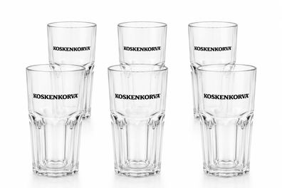 Koskenkorva Longdrinkglas 6er Set - 6x Original Trinkglas mit Logo - Longdrink