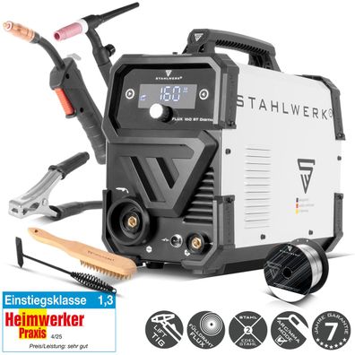 Stahlwerk Kombischweißgerät FLUX 160 ST Digital LIFT TIG Set mit WP-17V-Brenner