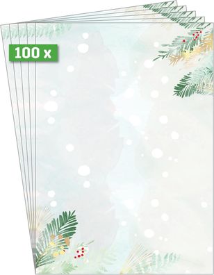 SIGEL DP481 Briefpapier Weihnachten "Christmas Forest Watercolor", A4, 100 Blatt, Wei