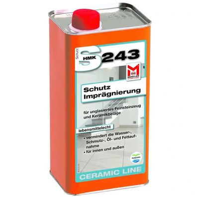 HMK S243 Feinsteinzeug Fliesen Schutz Imprägnierung 1l Steinimprägnierung
