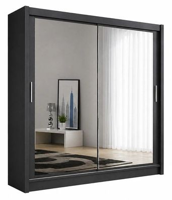 Schwebetürenschrank PARIS 120 160 203 cm Kleiderschrank mit Spiegel Schlafzimmer