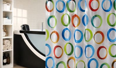 Spirella Rings Duschvorhang 180x200cm Modernes Kreis Design Textil Bunt Waschbar