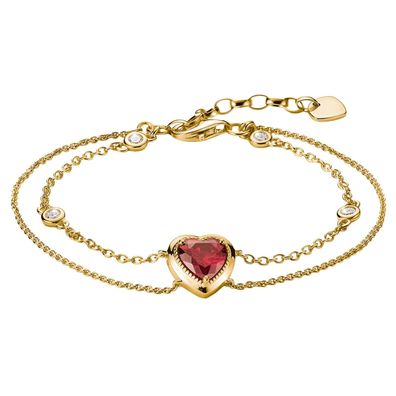Thomas Sabo Schmuck Damenarmband Elyndra Goldfarben mit Herz Granatrot A2222-414-10