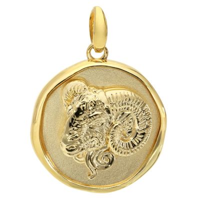 trendor Schmuck Anhänger Sternzeichen Widder 925 Silber vergoldet Ø 16 mm 21850-04