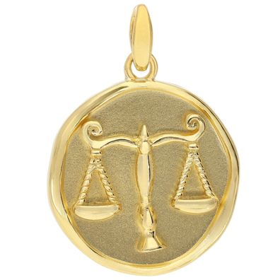 trendor Schmuck Anhänger Sternzeichen Waage 925 Silber vergoldet Ø 16 mm 21850-10