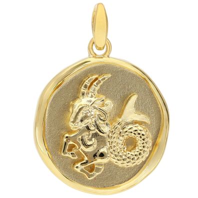 trendor Schmuck Anhänger Sternzeichen Steinbock 925 Silber vergoldet Ø 16 mm 21850-0
